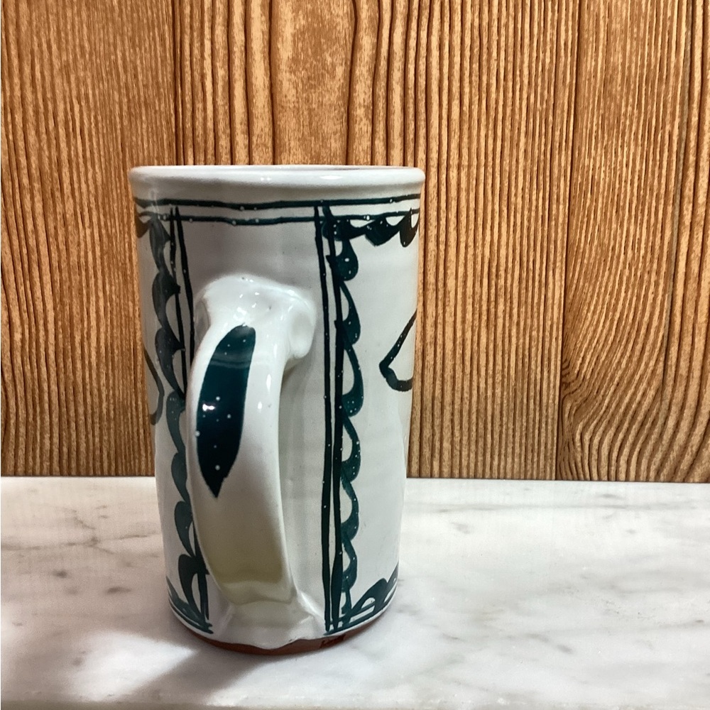 Red Clay Pottery Mug Tall Slender Style hand painted Dog - Picture 2 of 7